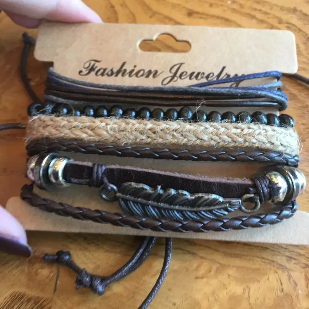 MEN’S LEATHER Feathered Wing Bracelets!